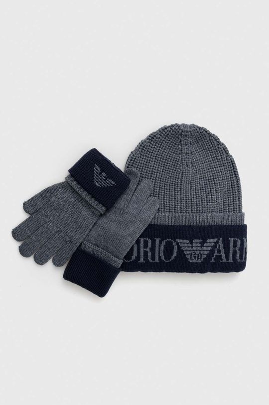 Детская шапка и перчатки Emporio Armani., серый