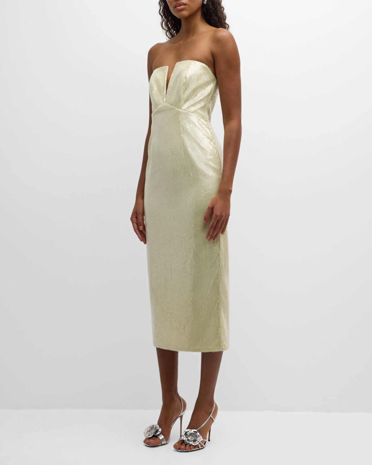 

Платье миди без бретелек с пайетками Roland Mouret, цвет Green