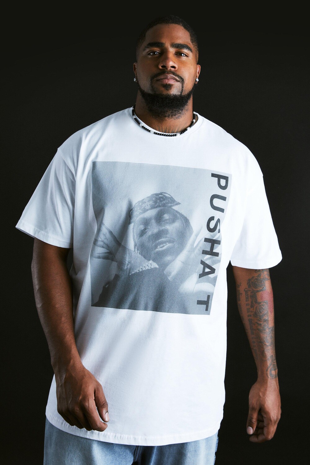 

Футболка plus pusha t license Boohoo, белый