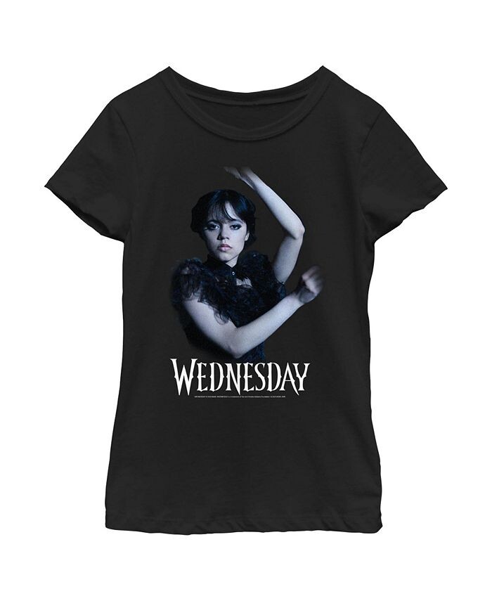 

Детская футболка с логотипом классической танцевальной сцены Girl's Wednesday Netflix, черный