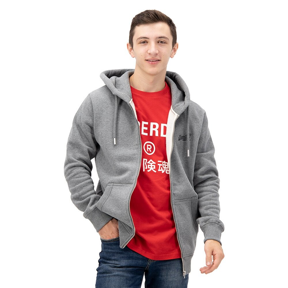 

Толстовка Superdry Vintage Logo Emb Hood Full Zip, серый