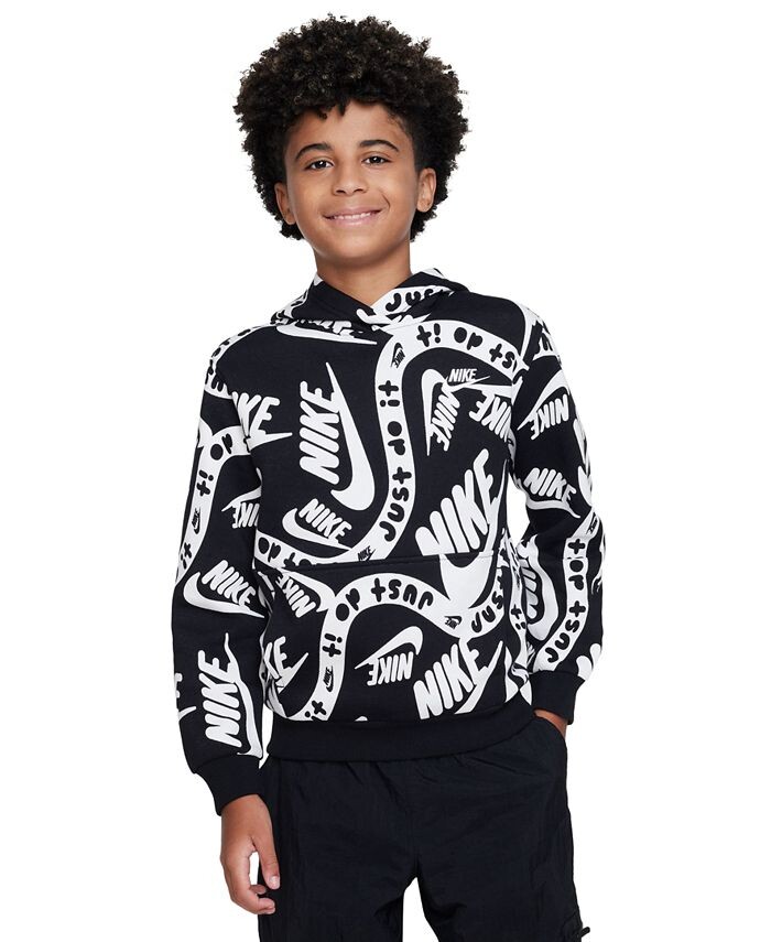 

Толстовка с флисовым принтом Big Kids Sportswear Club Nike, черный