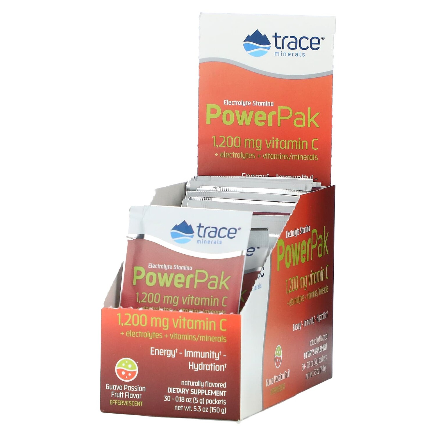 

Electrolyte Stamina Power Pak, гуава и маракуйя, 30 пакетиков по 5 г (0,18 унции), Trace Minerals