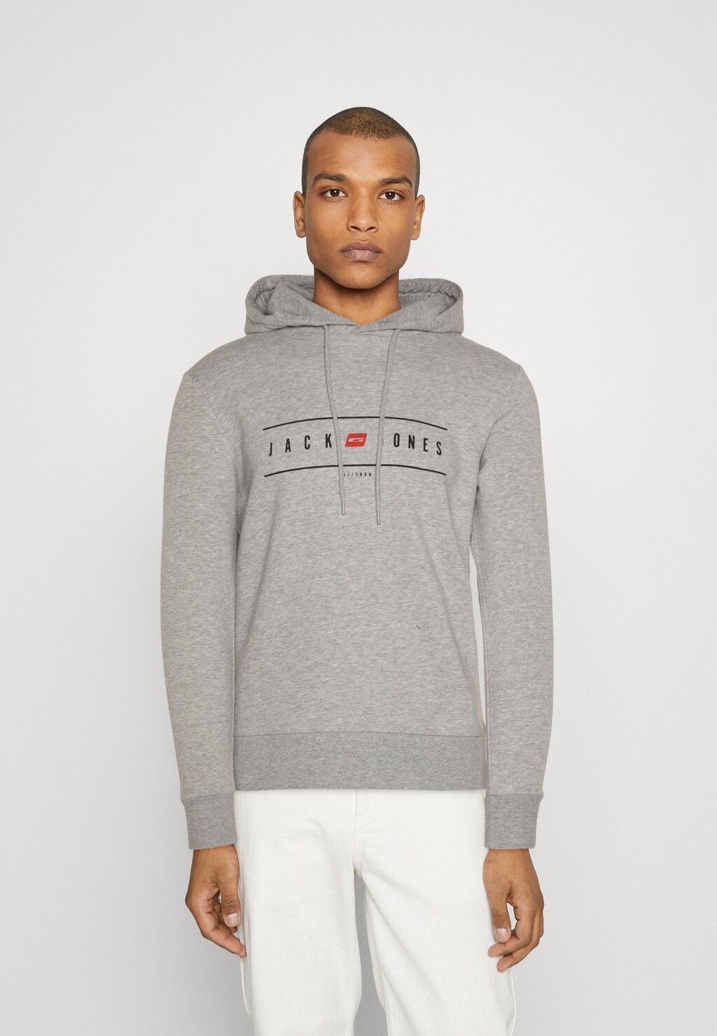 

Толстовка Jack & Jones Jjelliot Logo Hood, светло-серый меланж