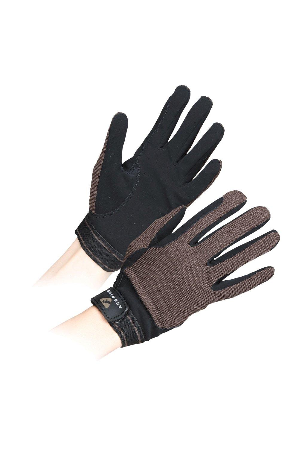 Сетчатые перчатки для верховой езды Aubrion, коричневый
