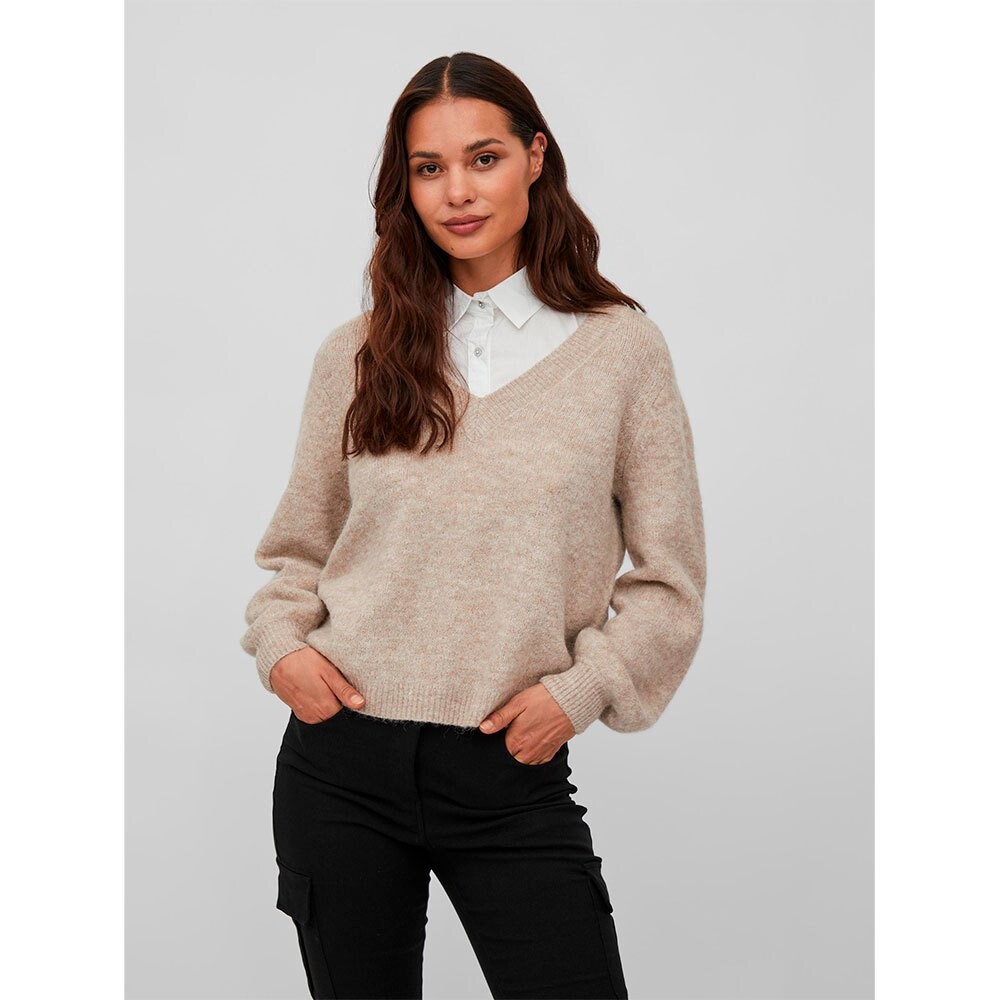 

Свитер Vila Jamina Rev V Neck, бежевый