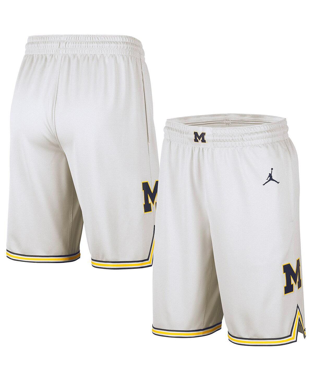 цена Мужские брендовые белые баскетбольные шорты Michigan Wolverines Replica Team Jordan