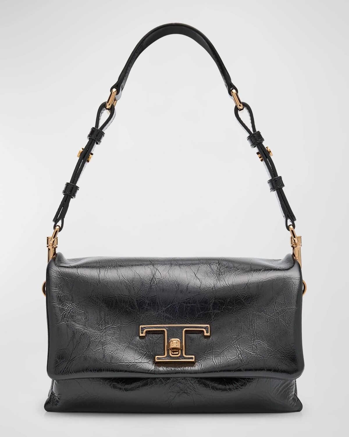 

Миниатюрная кожаная сумка через плечо с клапаном Tod'S, цвет Nero