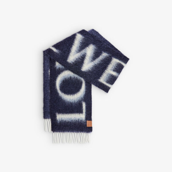 

Шарф из смеси шерсти и мохера с нашивкой-логотипом anagram Loewe, синий