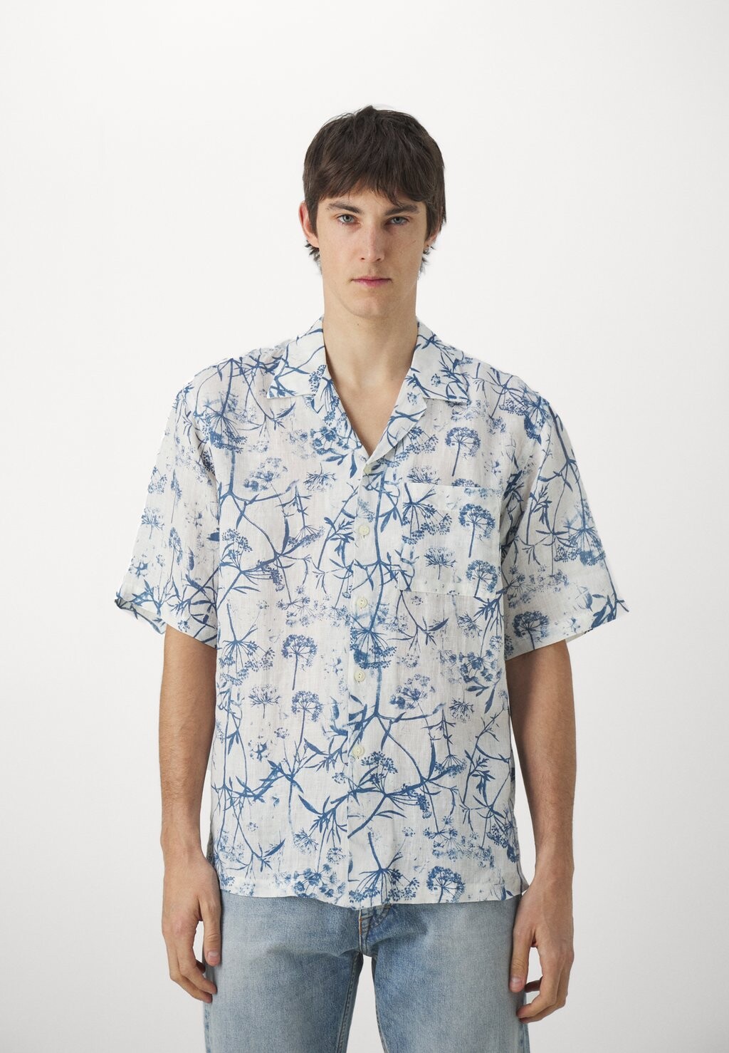 

Рубашка SHORT SLEEVE MEN 120% Lino, цвет washed blue