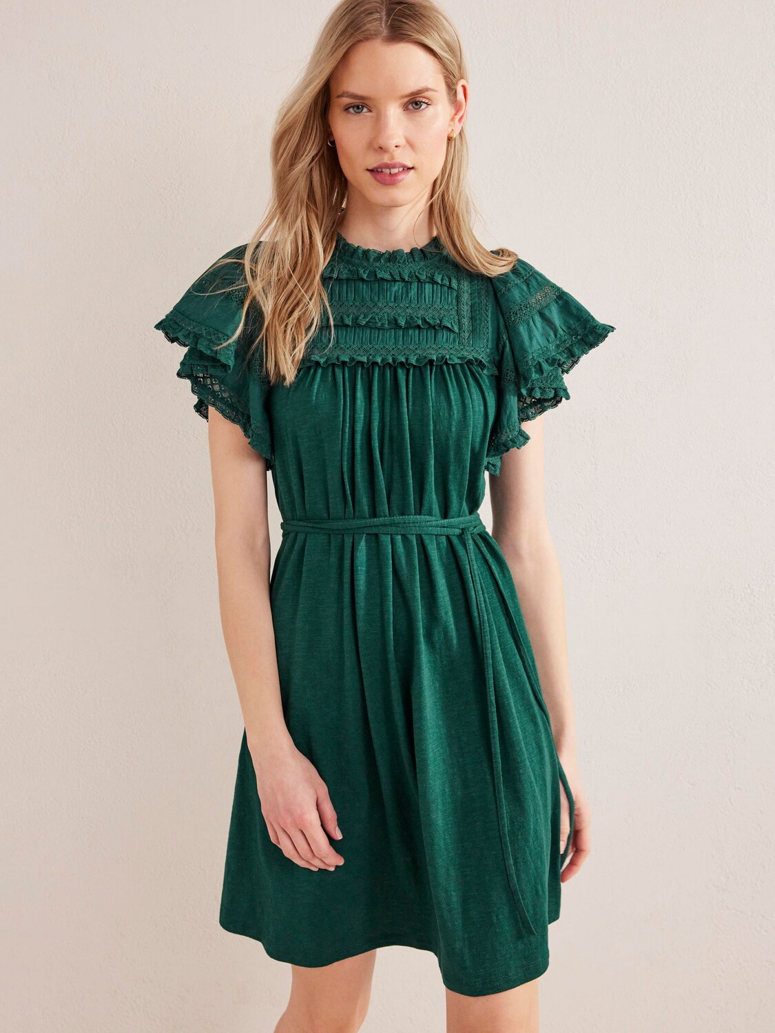 

Трикотажное мини-платье Boden Pretty Trim, Emerald Night