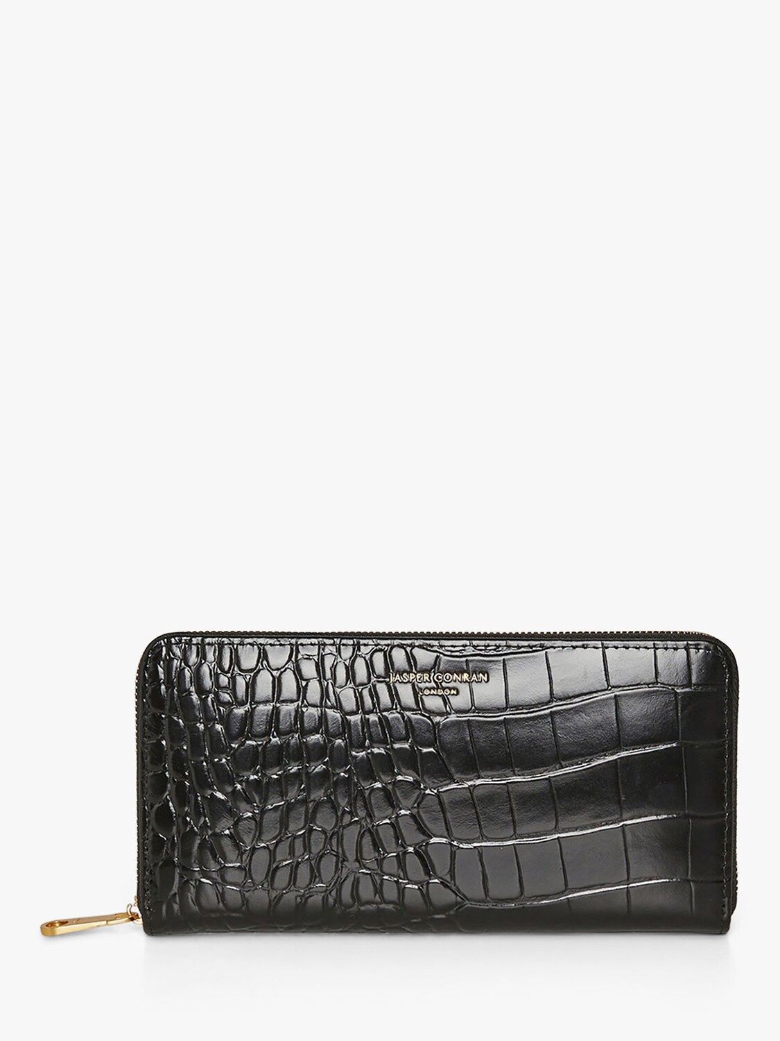

Jasper Conran London Alexis Большой кошелек на молнии из крокодиловой кожи, черный