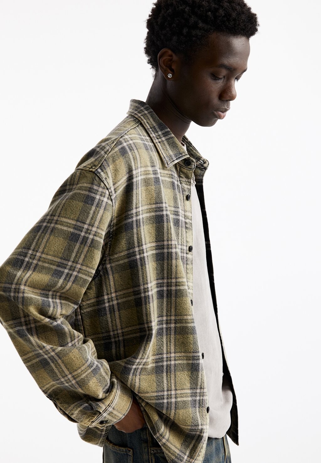 

Рубашка CHECKED LONG SLEEVE PULL&BEAR, зеленый