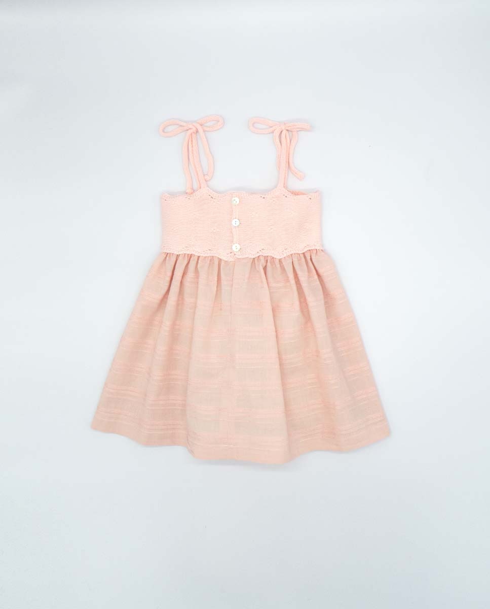 Комбинированное платье на бретелях для девочки Fina Ejerique, лосось детская летняя блузка и юбка розовая блузка и юбка