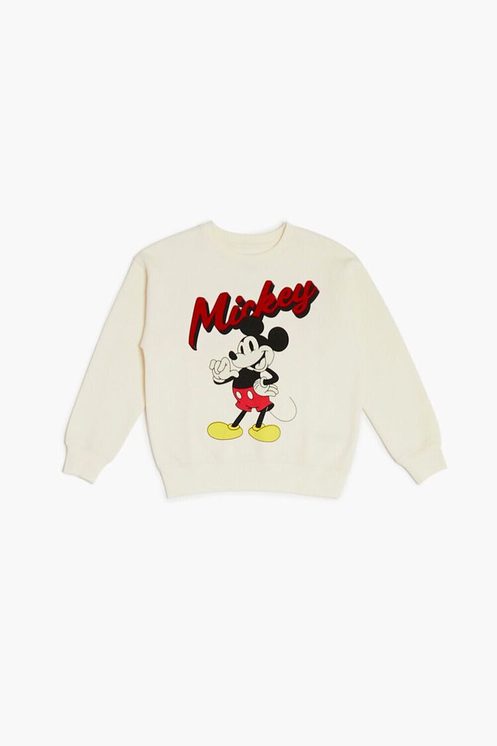 

Пуловер с рисунком Микки для девочек Forever 21, кремовый