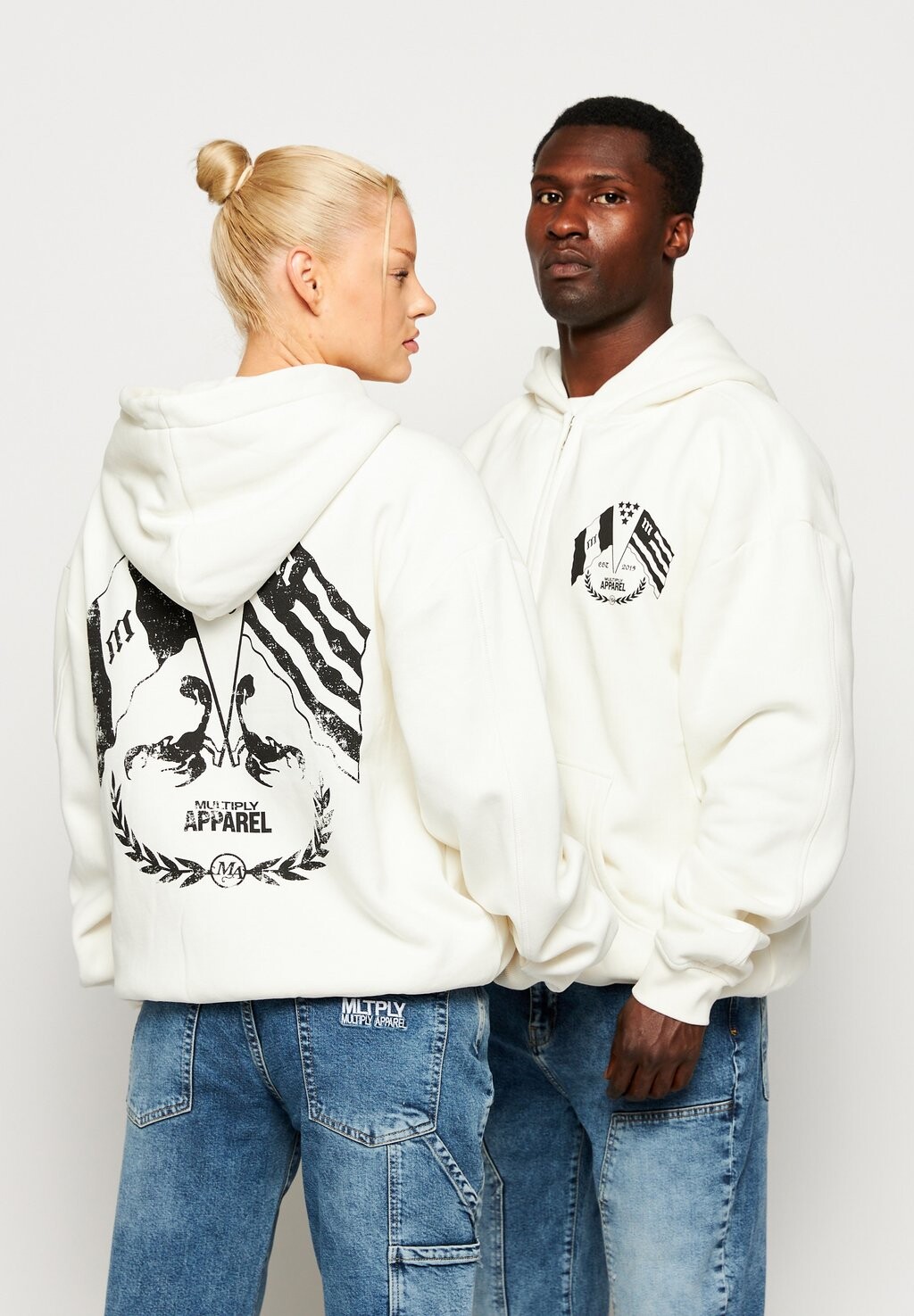 

Толстовка на молнии Hoodie Flags Multiply Apparel, цвет egret