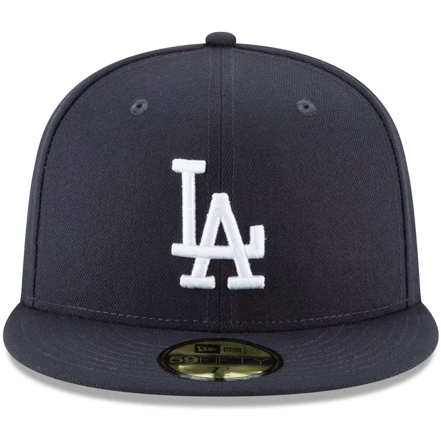 

Мужская темно-синяя кепка New Era Los Angeles Dodgers с логотипом белая 59FIFTY приталенная кепка