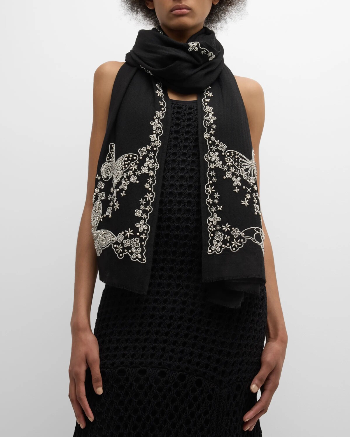 

Шарф из мериносовой шерсти Pearly Butterfly Janavi India, цвет Black