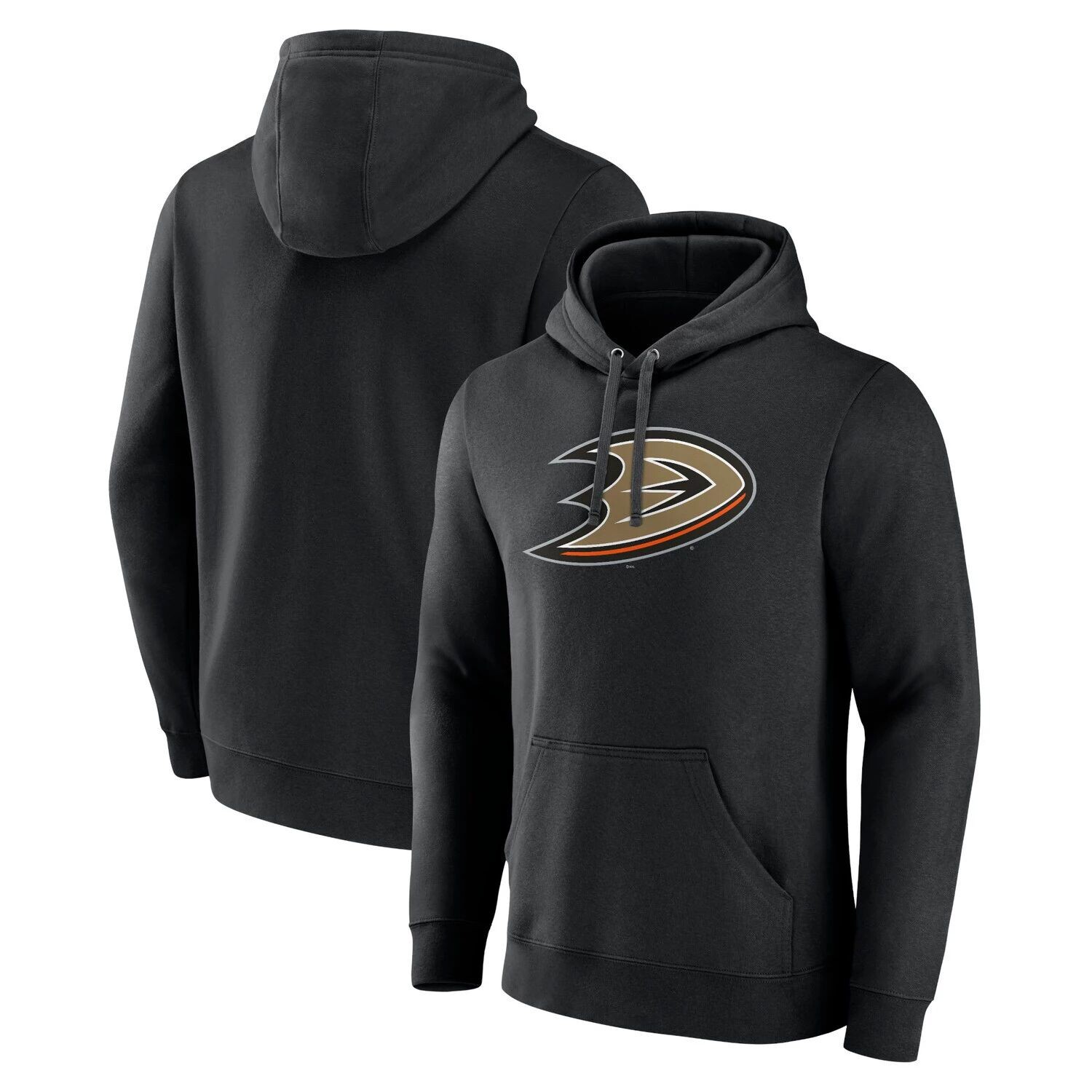 

Мужской черный пуловер с капюшоном с логотипом Anaheim Ducks Primary Fanatics