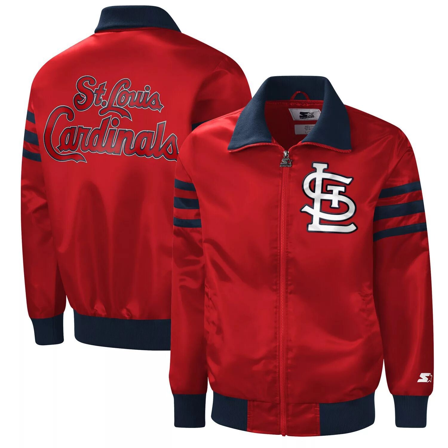 

Мужская красная университетская куртка с молнией во всю длину St. Louis Cardinals The Captain II Starter