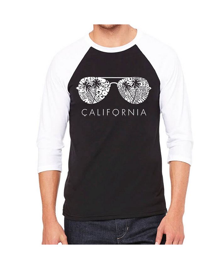 Мужская футболка реглан Word Art California Shades LA Pop Art, черный