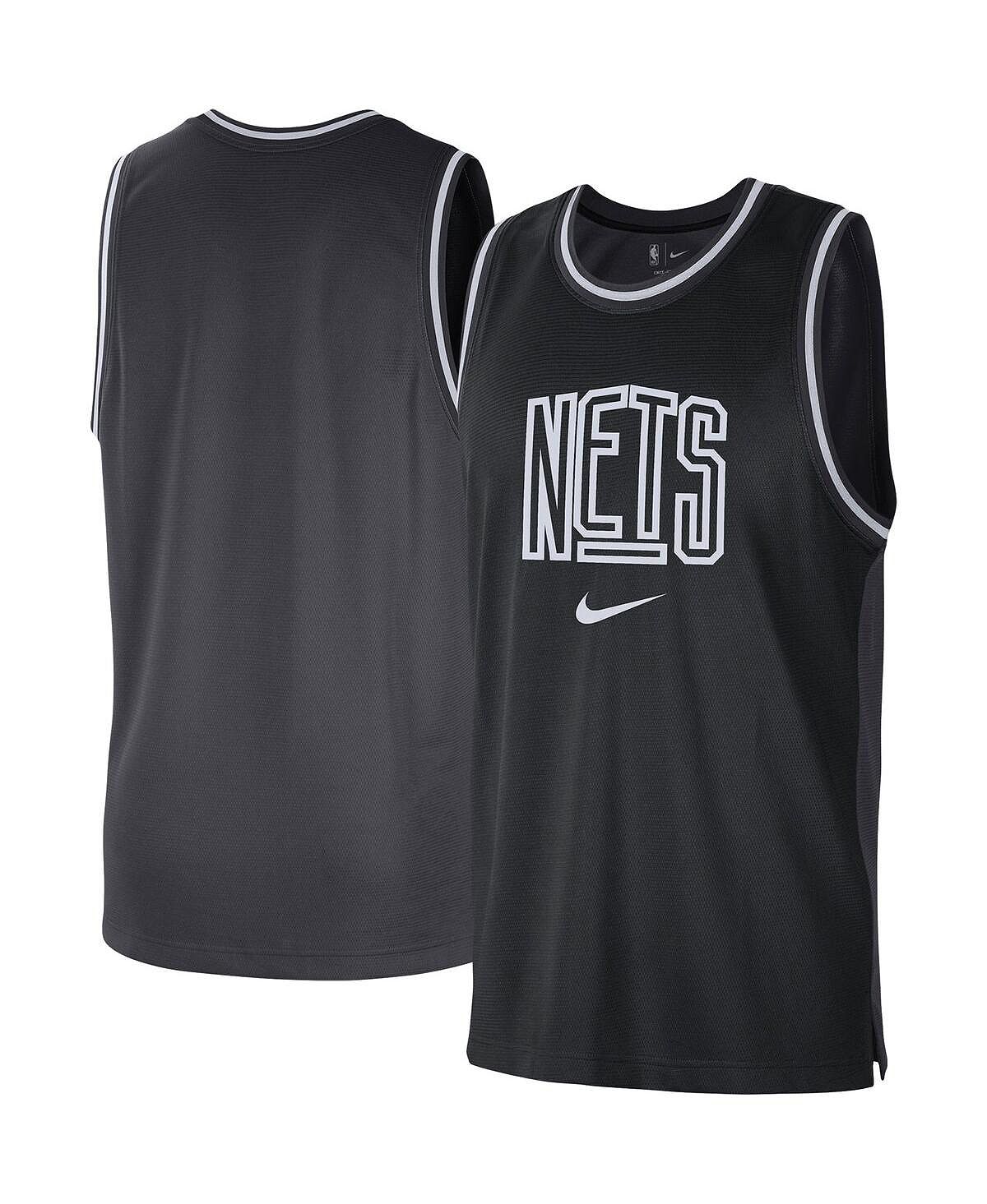 Мужская черная, антрацитовая сетчатая майка Brooklyn Nets Courtside Versus Force Split DNA Performance Nike brooklyn nets sleeveless