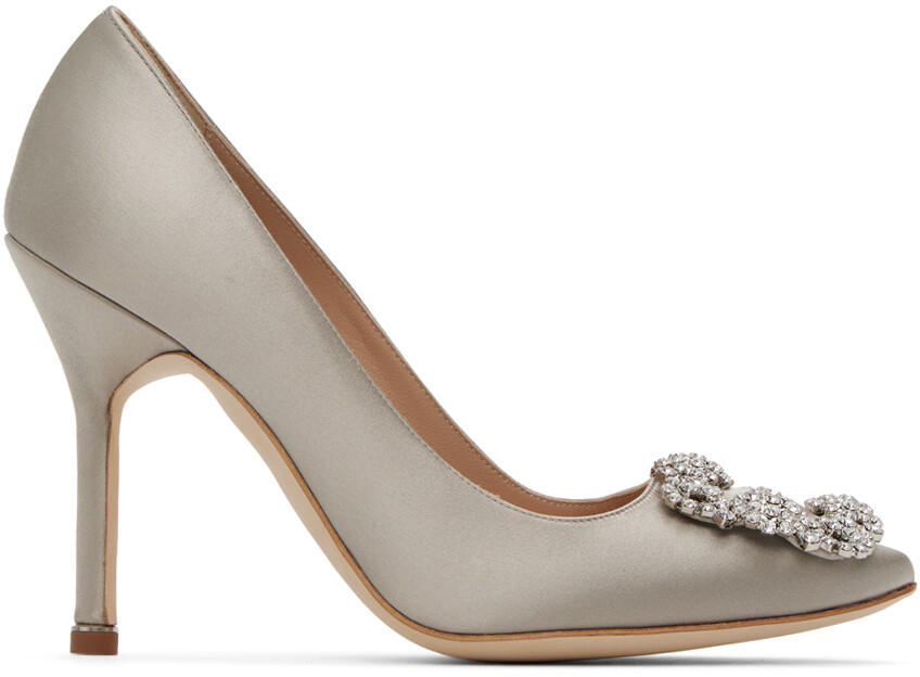 

Серые туфли Hangisi 105 на каблуке Manolo Blahnik, Серый