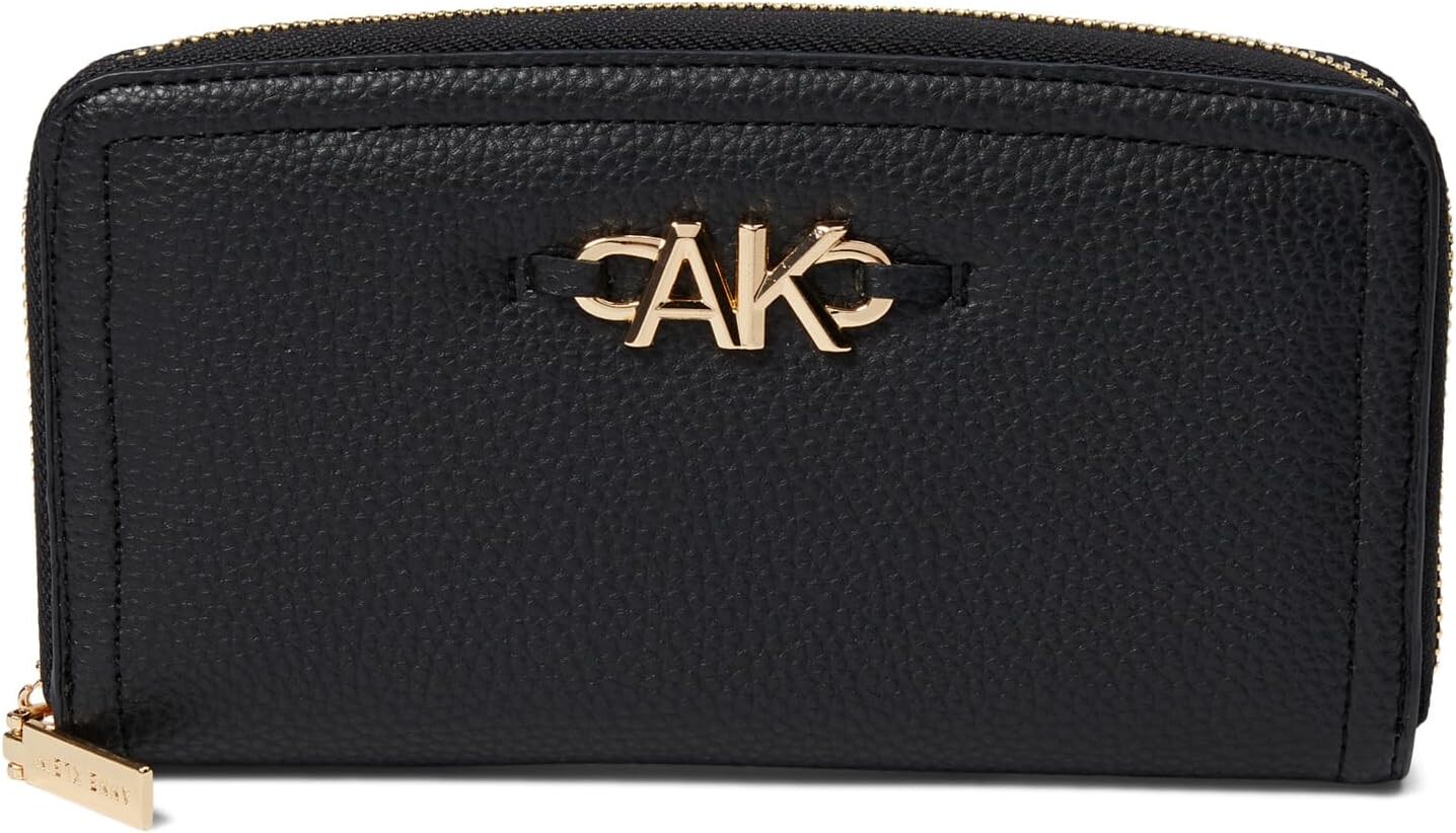 

Кошелек Anne Klein AK Curved Zip Around Wallet w/ Chunky AK, черный