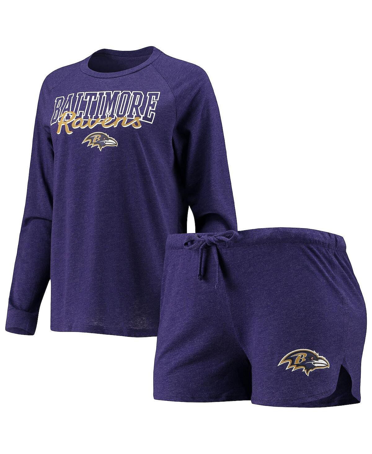 

Женский фиолетовый комплект для сна Baltimore Ravens Meter вязанный топ реглан с длинными рукавами и шорты Concepts Sport