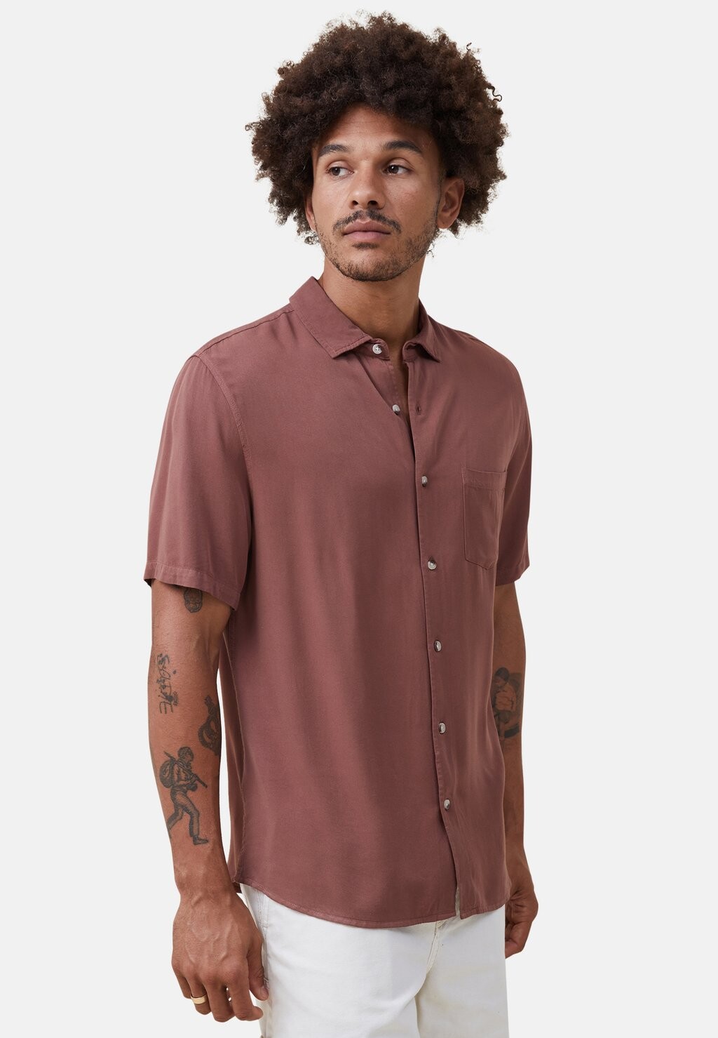 

Рубашка CUBAN SHORT SLEEVE Cotton On, коричневый