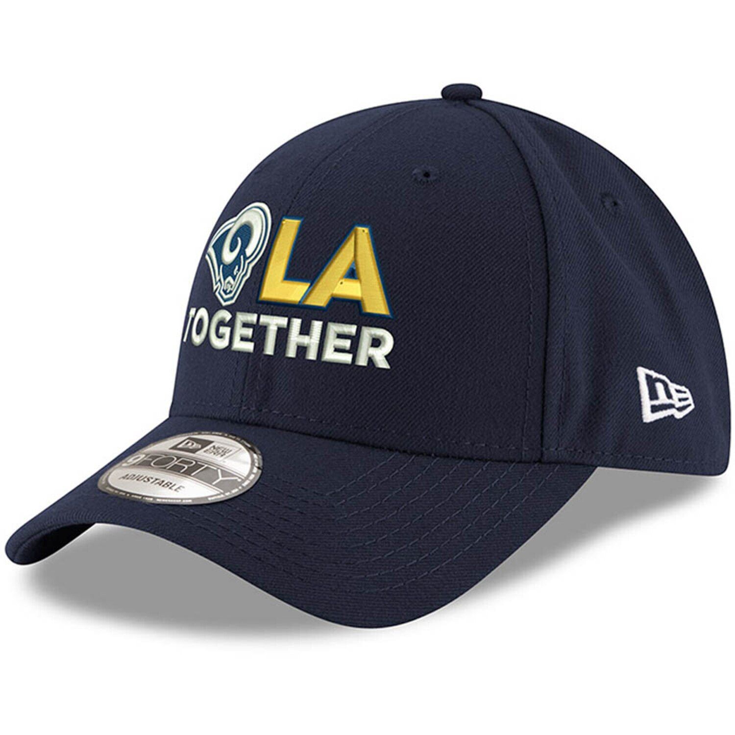 

Мужская регулируемая кепка New Era Navy Los Angeles Rams LA Together 9FORTY