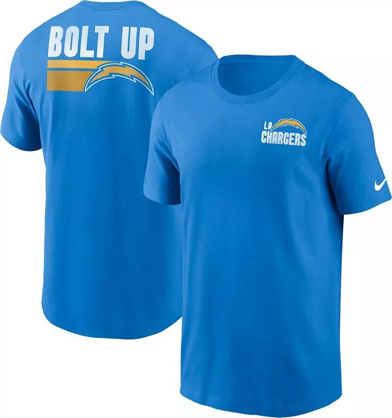 

Мужская синяя футболка с надписью Nike Los Angeles Chargers Blitz Back