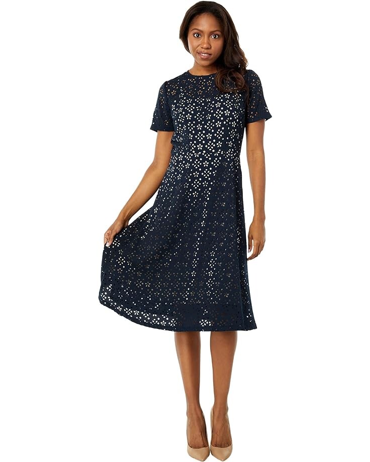 

Платье Maggy London Short Sleeve A-Line Midi with Jewel Neck, темно-синий