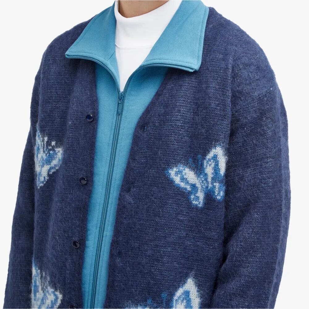 

Needles END. Кардиган из мохера 'Indigo Wash' из коллаборации, синий