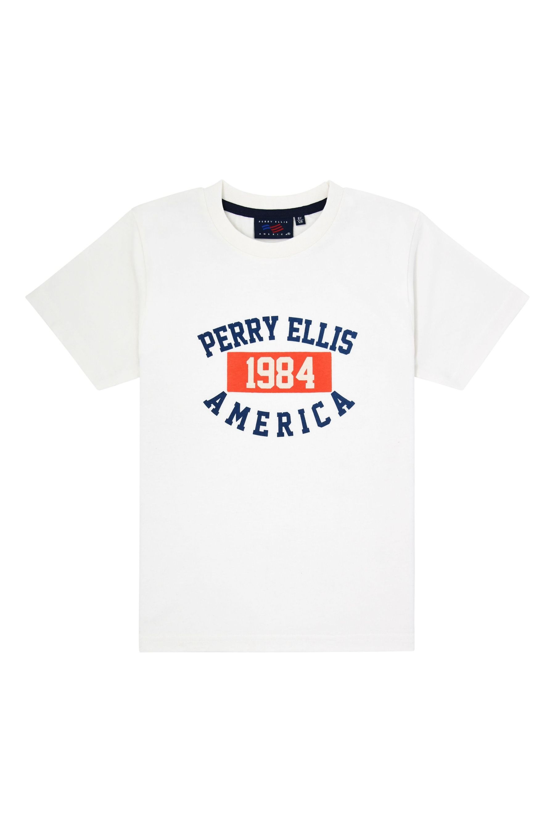 Белая футболка с логотипом Perry Ellis America, белый