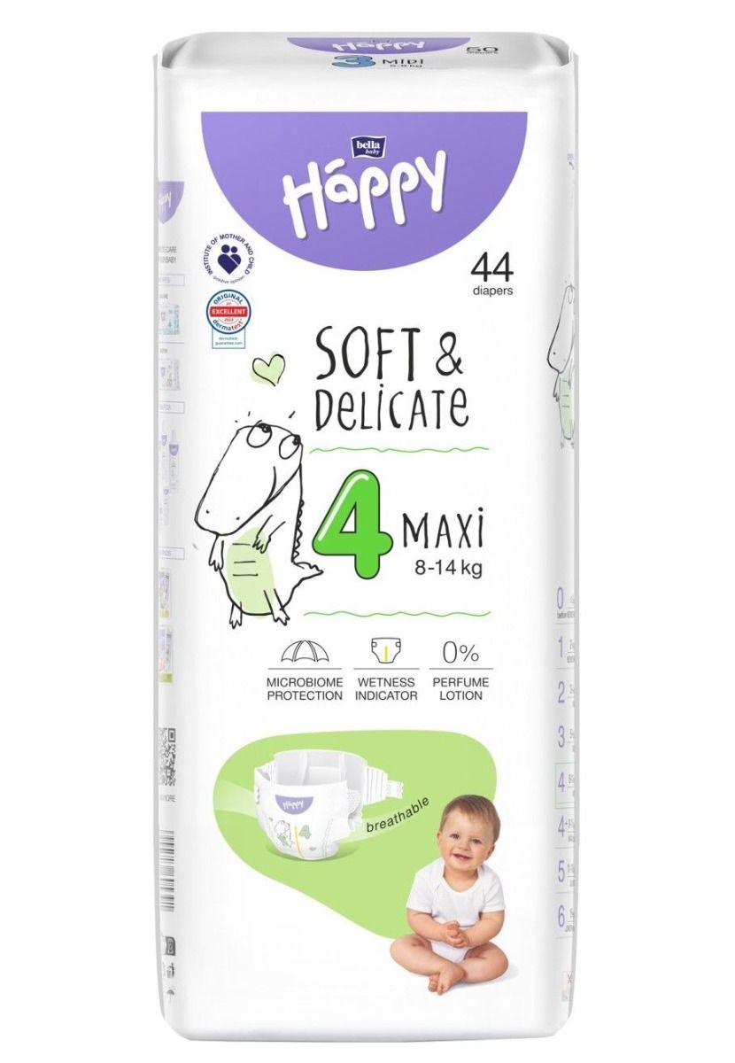 Одноразовые подгузники для детей Bella Baby Happy Soft & Delicate Maxi, 44 шт