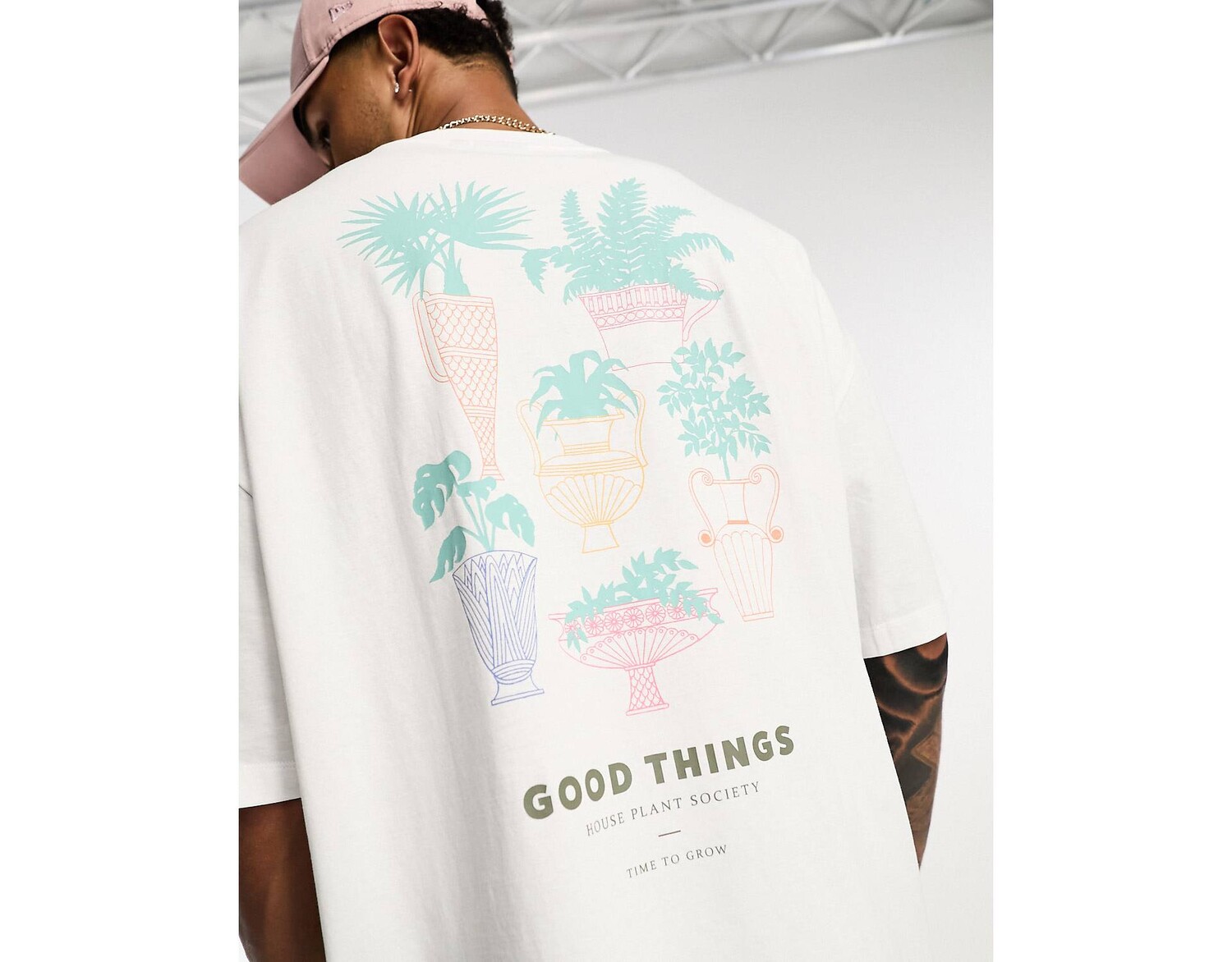 

Белая оверсайз-футболка с ретро-принтом на спине ASOS DESIGN