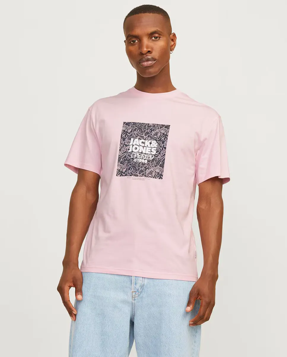 

Мужская футболка с короткими рукавами и принтом спереди Jack & Jones, розовый