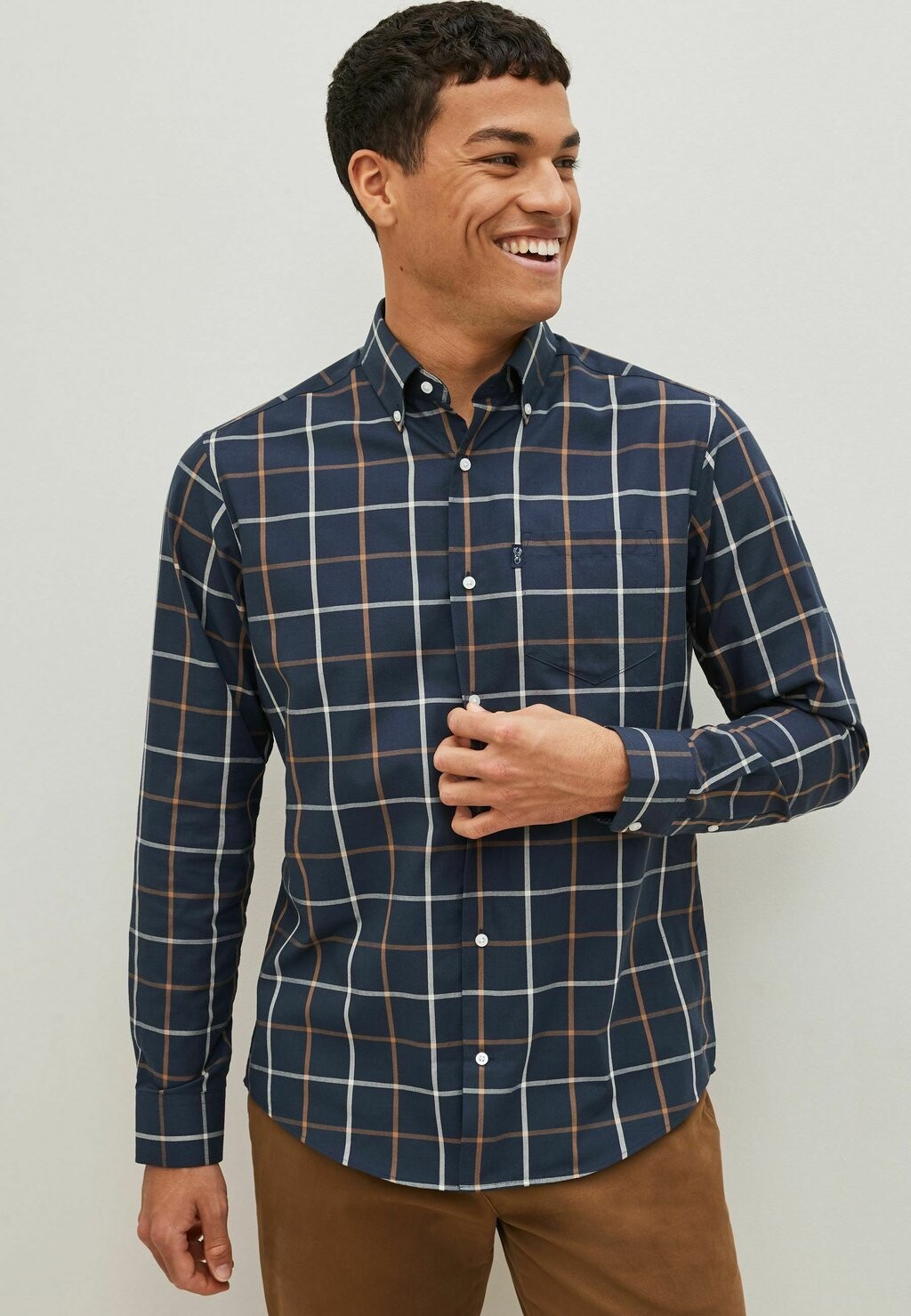 

Рубашка EASY BUTTON DOWN OXFORD Next, цвет navy blue tattersall check