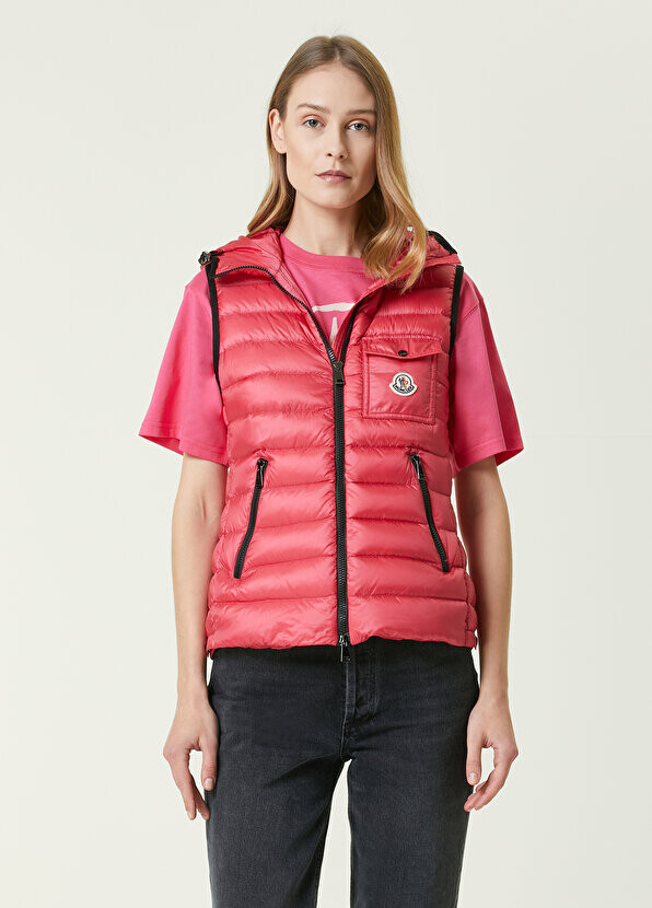 

Розовый пуховый жилет с капюшоном glyco Moncler