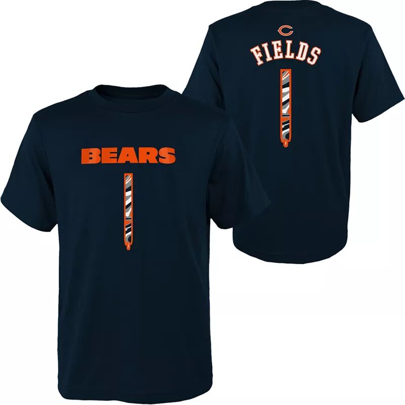 

Nfl Team Apparel Молодежная футболка Chicago Bears Justin Fields #1 с капельным принтом