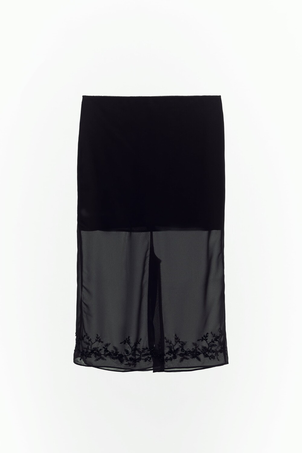 

Юбка миди, украшенная украшениями Zara, черный