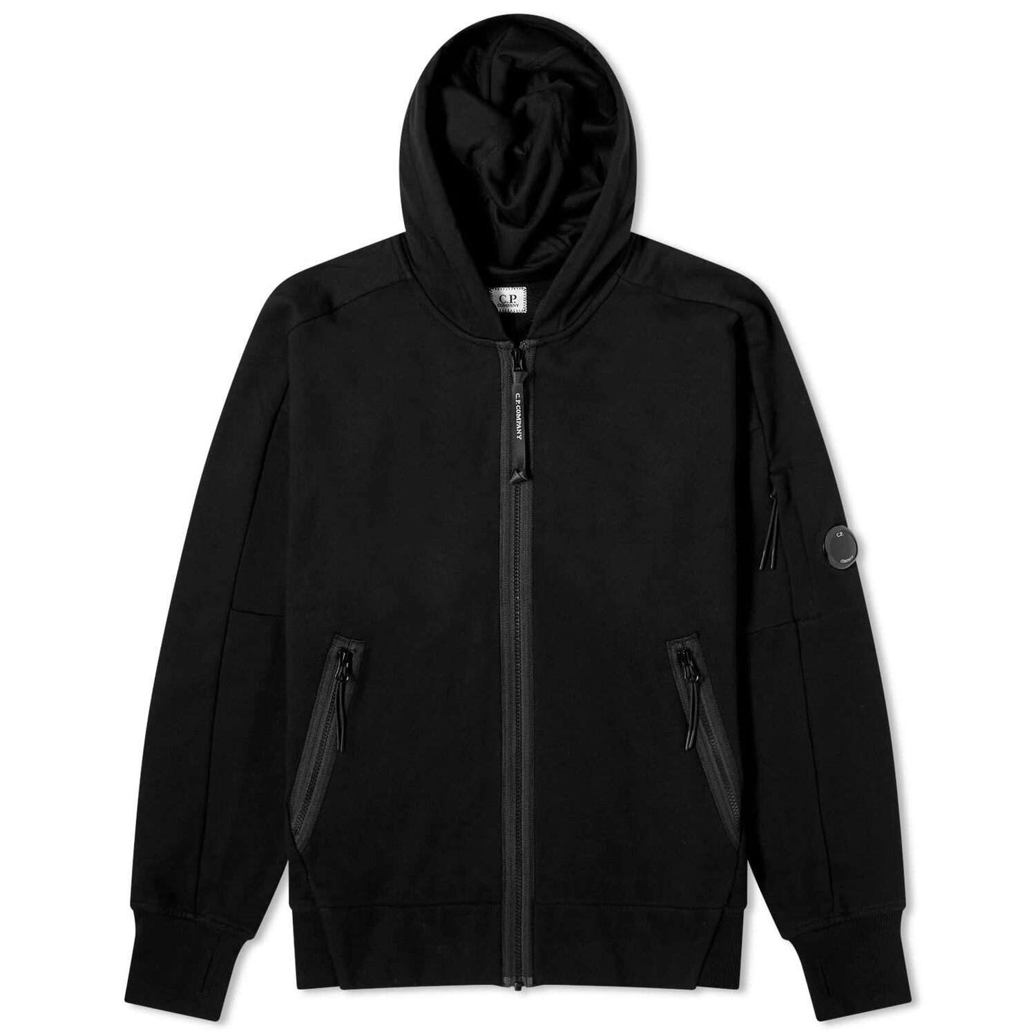 Худи C.P. Company Diagonal Raised Fleece Zipped, черный толстовка c p company diagonal raised fleece размер xl черный