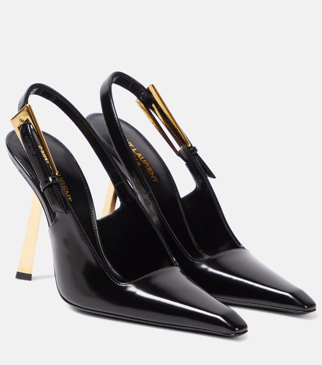 

Кожаные туфли lee 110 с пяткой на пятке Saint Laurent, черный