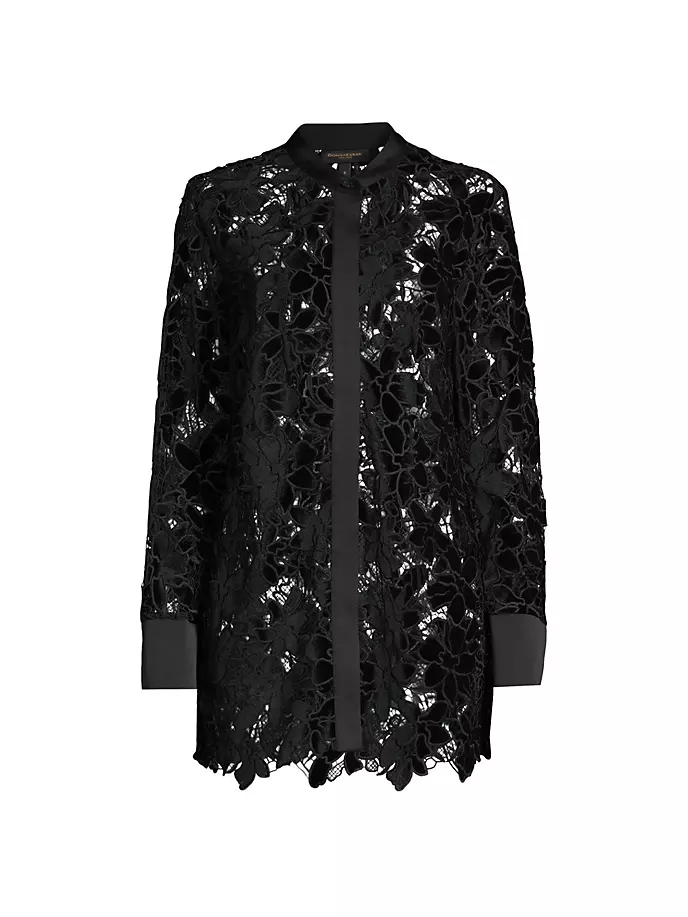 

Кружевная туника с открытой вышивкой Main Event Donna Karan New York, черный