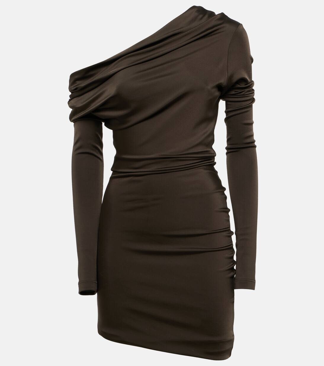 

Мини-платье из джерси с драпировкой на одно плечо Alexander Mcqueen, цвет ebony