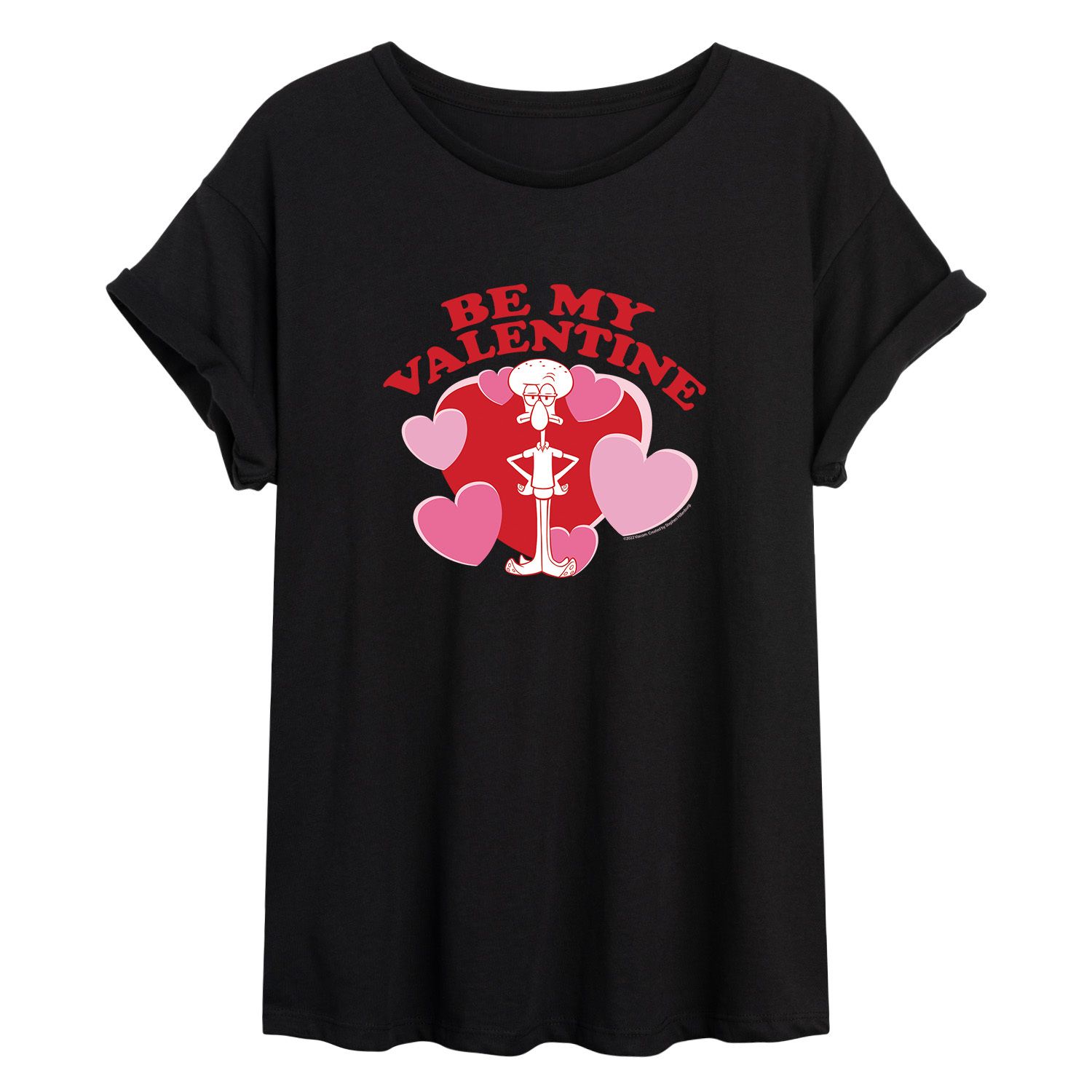 Детская струящаяся футболка «Спанч Боб Квадратные Штаны» «Сквидвард» «Будь моим Валентином» Licensed Character, черный