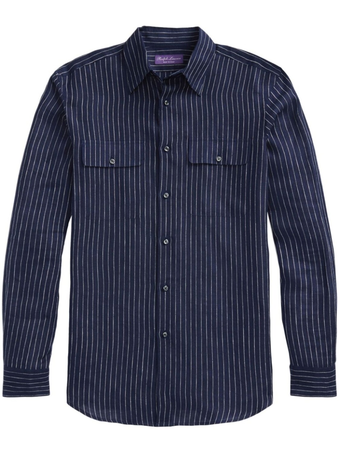 

Ralph Lauren Purple Label льняная рубашка в полоску, синий
