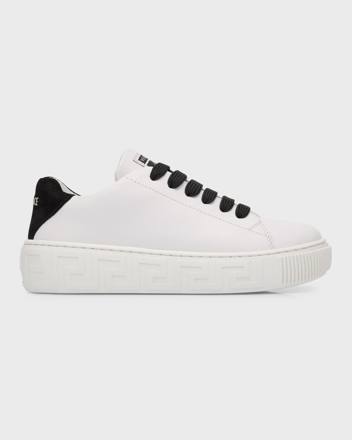 

Детские низкие кеды Greca из телячьей кожи, детские Versace, цвет Whiteblack