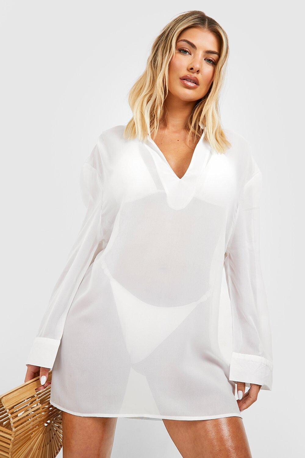 

Пляжная пляжная туника Essential boohoo, белый